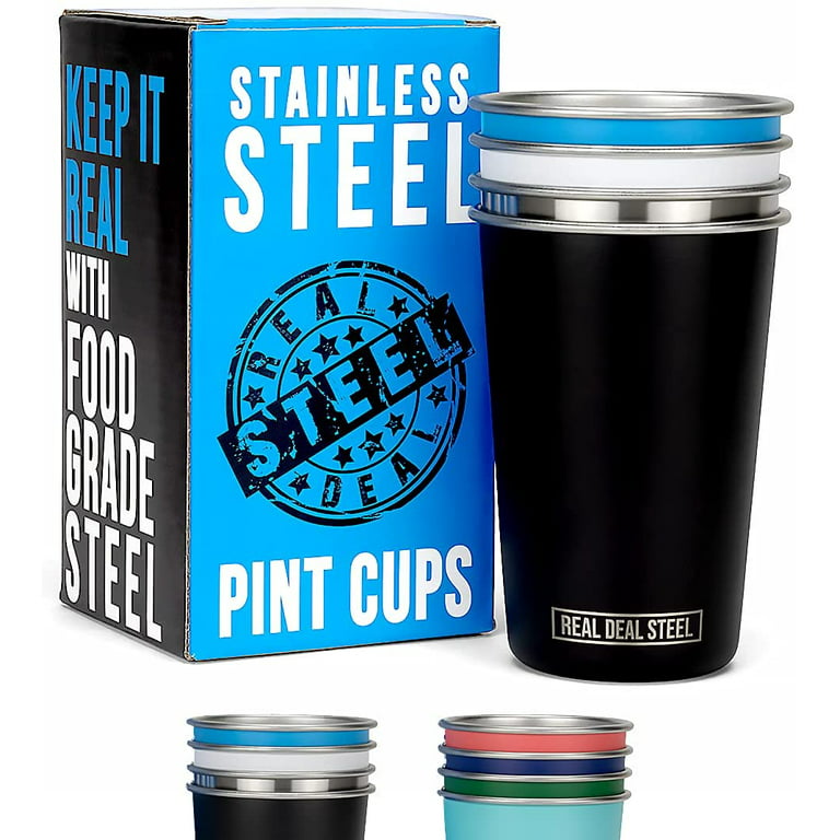 20 Oz Stainless Steel Cups Metal Shatterproof Stackable Pint