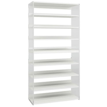 Yardi Yarda 8-Tier Bookshelf, 31.5"L x 11.8"W x 63"H Acrylic Bookcase Storage Display Shelf, White