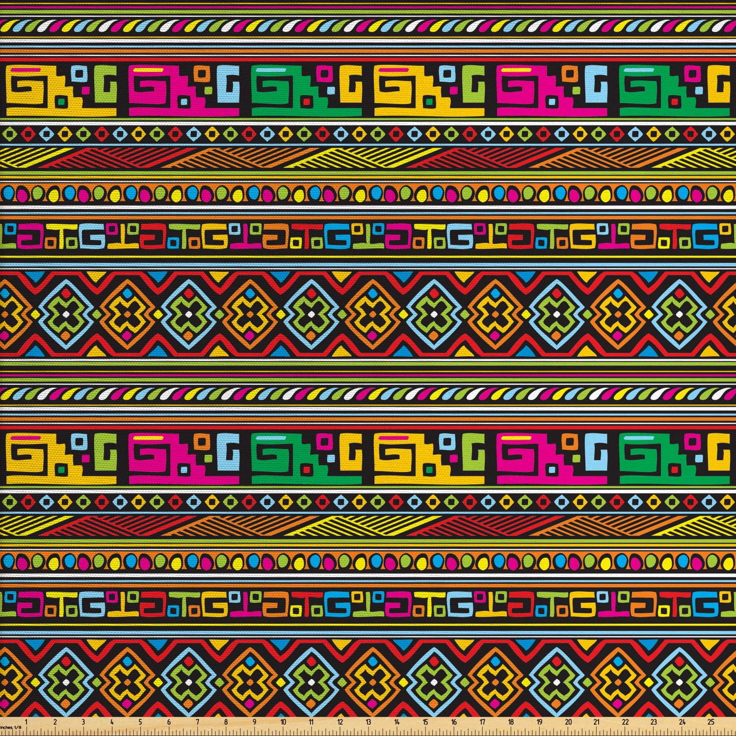 Tribal Fabric by The Yard, Design with Colorful Geometrical Details