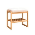 thumbnail image 6 of Natural Solid Wood Shoe Bench Rack with Storage, Beech Wood Shoe Bench Entryway Storage Bench with High Rebound Sponge Cushion, 27.5" Shoe Storage Bench Rack Organizer for Entryway Bathroom Bedroom, 6 of 9