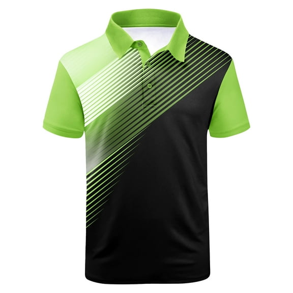 ZCFZJW Mens Golf Shirt Short Sleeve Sport Moisture Wicking Color Block Printed Athletic Workout Tees Shirts Lightweight Collared Casual T-Shirt Army Green XXXXXL