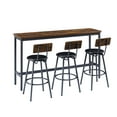 thumbnail image 3 of Triple Tree 4 Piece Particle Board and Steel Adjustable Feet Dining Table with Chair, Brown, 3 of 9