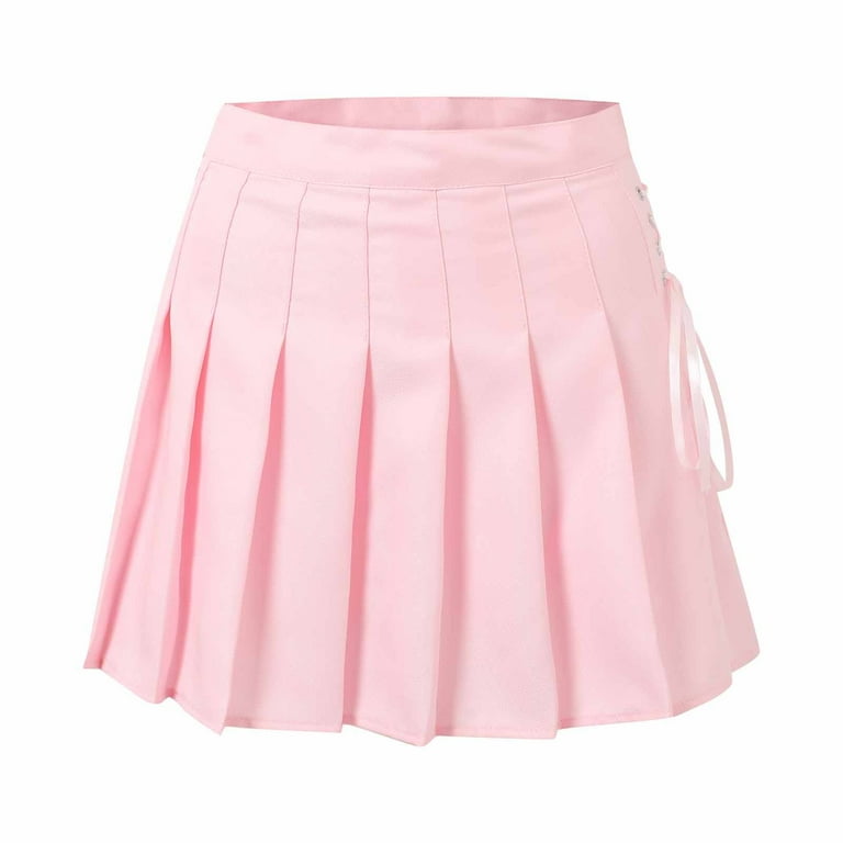 Huanyaaa Women's Pleated Skirt Basic Skirt School Cheerleader Mini