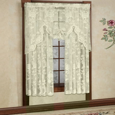 - Abbey Rose Floral Pattern High Gauge Lace Curtain Single Panel 50