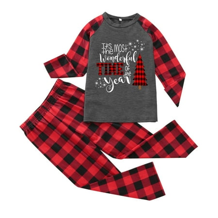

Family Photo Outfits Kids For Christmas Cute Tress Print Plaid Long Sleeve Christmas Casusal Sleepwear Holiday Casual Pajamas Set Red 6 Years - 7 Years