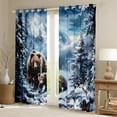 thumbnail image 2 of Homewish Jungle Animal Bear Curtains Pack of 2 (42x84 Each),Winter Snow Pine Curtains Blackout,White Green Brown Bedroom Curtains For Boys Kids,Luxury Bedroom Decor, 2 of 6