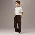 thumbnail image 7 of Ltctricy Boys' Cargo Sweatpants Elastic Waist Drawstring Straight Leg Casual Athletic Workout Trousers Children Jogger Pants(Brown,5-6 Years), 7 of 7