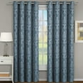 thumbnail image 2 of Pair (Set of 2) Blair Jacquard Room Darkening Curtain Floral Inspired Curtain Panels - 108x96 - Blue, 2 of 2