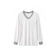 thumbnail image 3 of MOSHU Color Block T Shirts for Women V Neck Long Sleeve Womens Shirts Loose Fall Tops with Pocket, 3 of 5