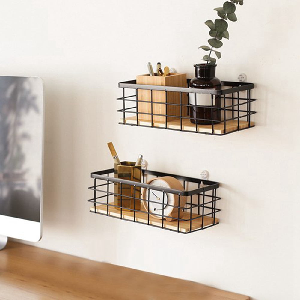 Trjgtas Iron Storage Baskets, Set of 2, Black