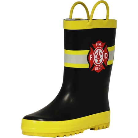 

NORTY Child Boys Unisex Rubber Fire Chief Rain Boots 11 Little Kid