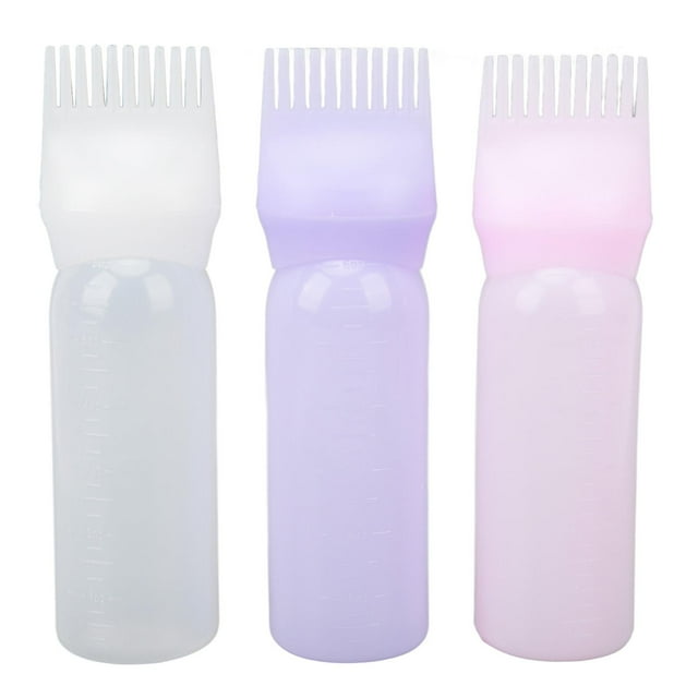 Lot de 3 flacons applicateurs de teinture capillaire, peigne à racines, applicateur d'huile capillaire avec outil de coiffure à échelle