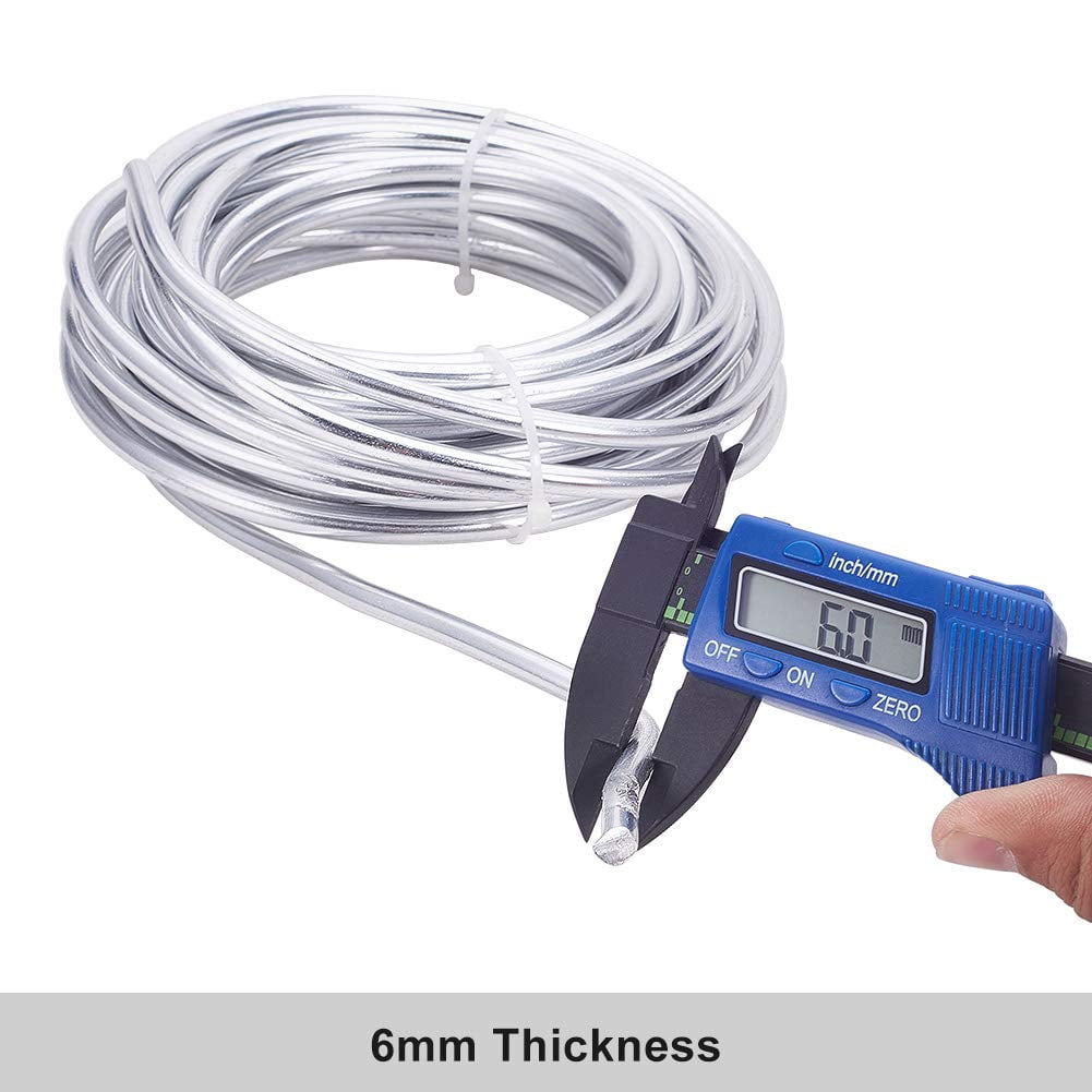 3 Gauge(6mm) Silver Aluminum Wire 23 Feet Bendable Metal Sculpting Wire for Bonsai Trees Floral Making Home Decors and Other Arts Crafts Making