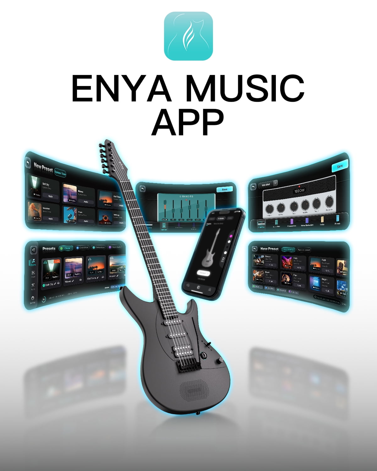 Enya Music Electric Guitar Inspire Smart Carbon Fiber 39"