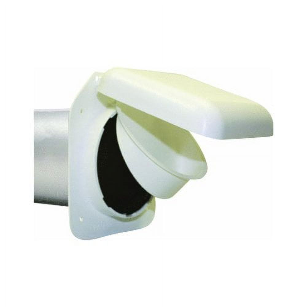 No-Pest 4 In. White Plastic Low Profile Dryer Vent Hood — Heavy-Duty Construction, Professional Use