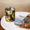 thumbnail image 3 of 12oz Coffee Tumblers Black Sunflower Green Leaf Pattern Stainless Steel Vacuum Insulated Travel Tumbler Coffee Cups Mug with Lid and Straw with Cleaning Brush for Cold & Hot Drinks, 3 of 5