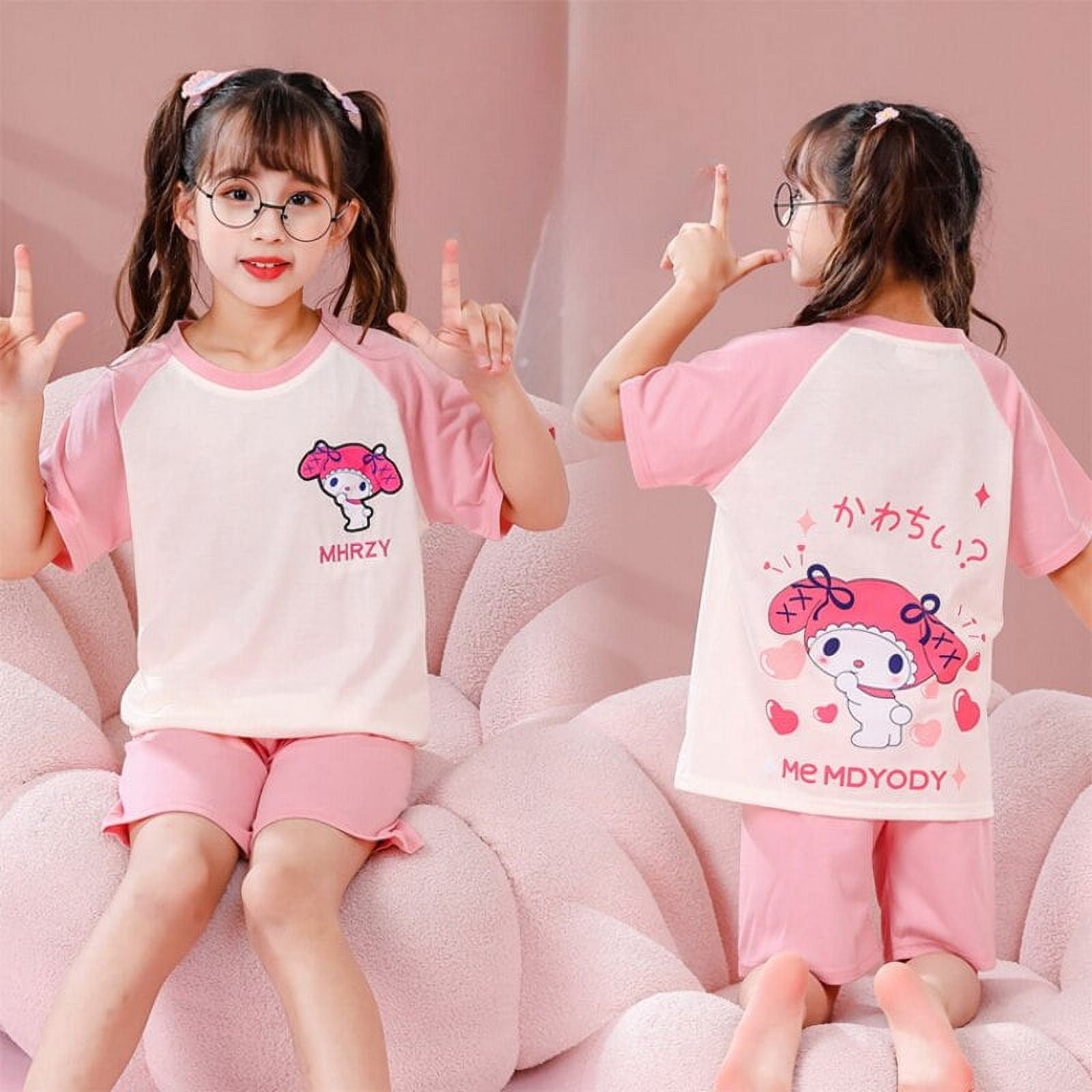 Anime Sanrio Hello Kitty Kuromi My Melody Cinnamoroll Children Cotton Pajama  Cartoon Printed Long Sleeved Pants Home Clothing 
