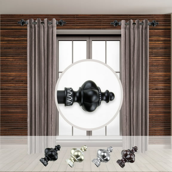 Domovina Luster 1 - inc dia. Side Curtain Rod 12-20 inch long , Set of 2-Color:Black