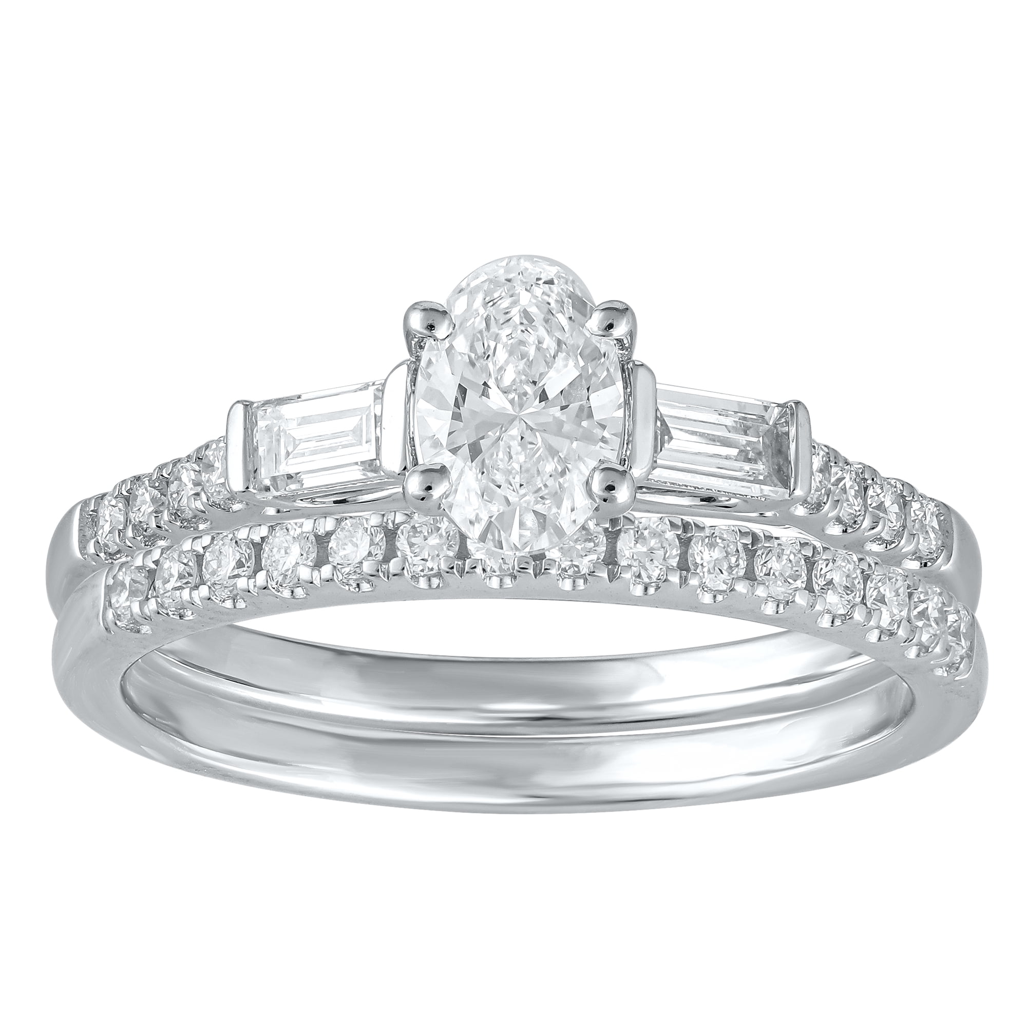 Brilliance Fine Jewelry 1 Carat T.W. Lab Grown Diamond Women Bridal Set Ring in 925 Sterling Silver