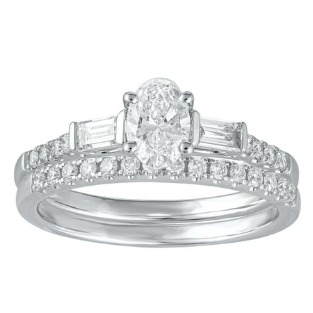 Brilliance Fine Jewelry 1 Carat T.W. Lab Grown Diamond Women Bridal Set Ring in 925 Sterling Silver