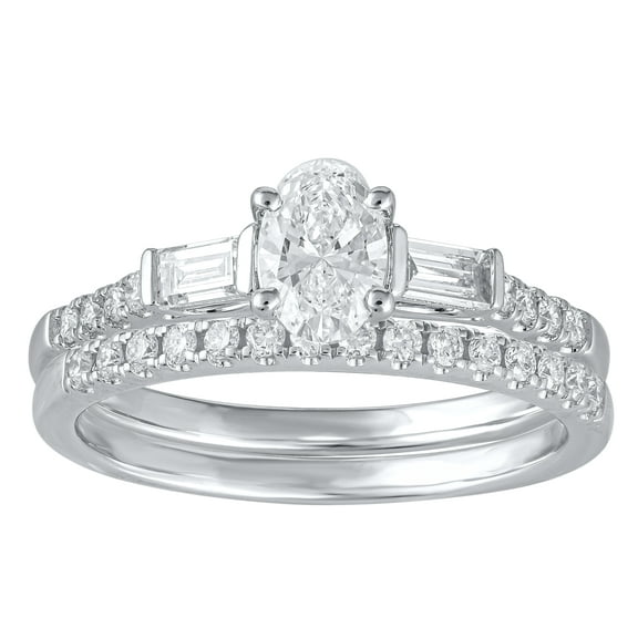 Brilliance Fine Jewelry 1 Carat T.W. Lab Grown Diamond Women Bridal Set Ring in 925 Sterling Silver