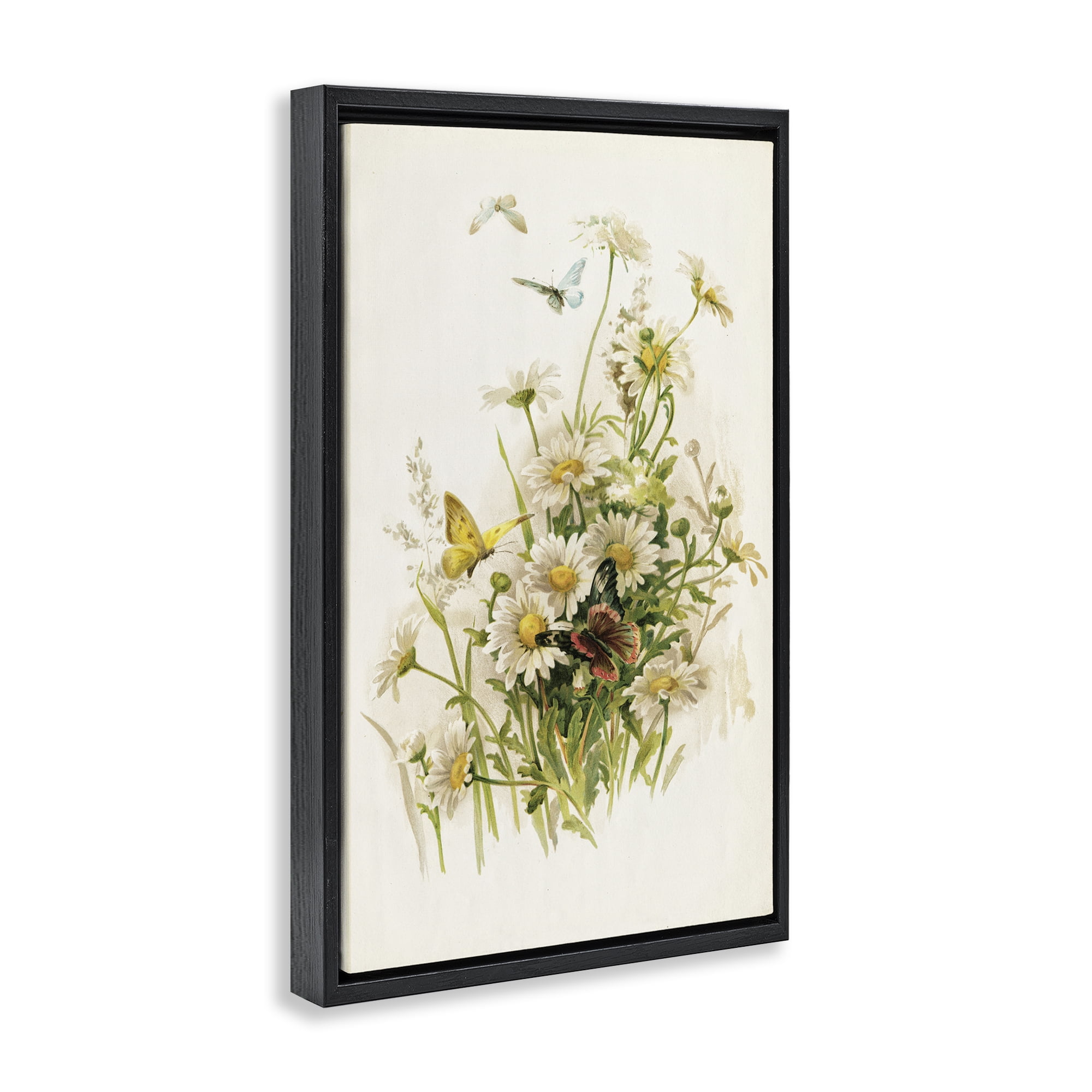 Stupell Industries Spring Pickings Florals Plants & Flowers Painting Black Floater Framed Canvas Art Print Wall Art, 21 x 31