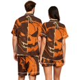thumbnail image 4 of JULMCOMO Halloween Matching Pajamas for Couples Pumpkin Devil Print Short Sleeve Soft Party Two Piece Sets Loose Fit Holiday Lounge Sets Orange-Men M, 4 of 6
