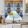 thumbnail image 6 of Nautical Anchor Swag Valances for Windows 2 Pack, Kitchen Window Curtains 36 Inch Length, Vintage Navy Blue Wooden Boards Country Privacy Swag Curtains for Living Room/Bathroom 36"x36", 6 of 8