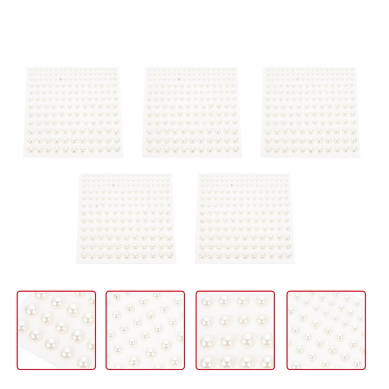 5pcs Face Pearl Stickers Adhesive Pearl Stickers Flat Back Pearls Stickers  