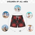 thumbnail image 6 of Black and Red Plaids White Lines Swim Trunks Board Shorts Beach Pants Bathing Bottoms L, 6 of 8