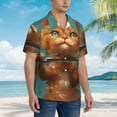 thumbnail image 3 of Fotbe Strong Kitten Lifting Weights Camisa Hawaiana para Hombre Unisex – Camisa Casual de Verano con Botones de Manga Corta de Algodón y Lino,X-Large, 3 of 7