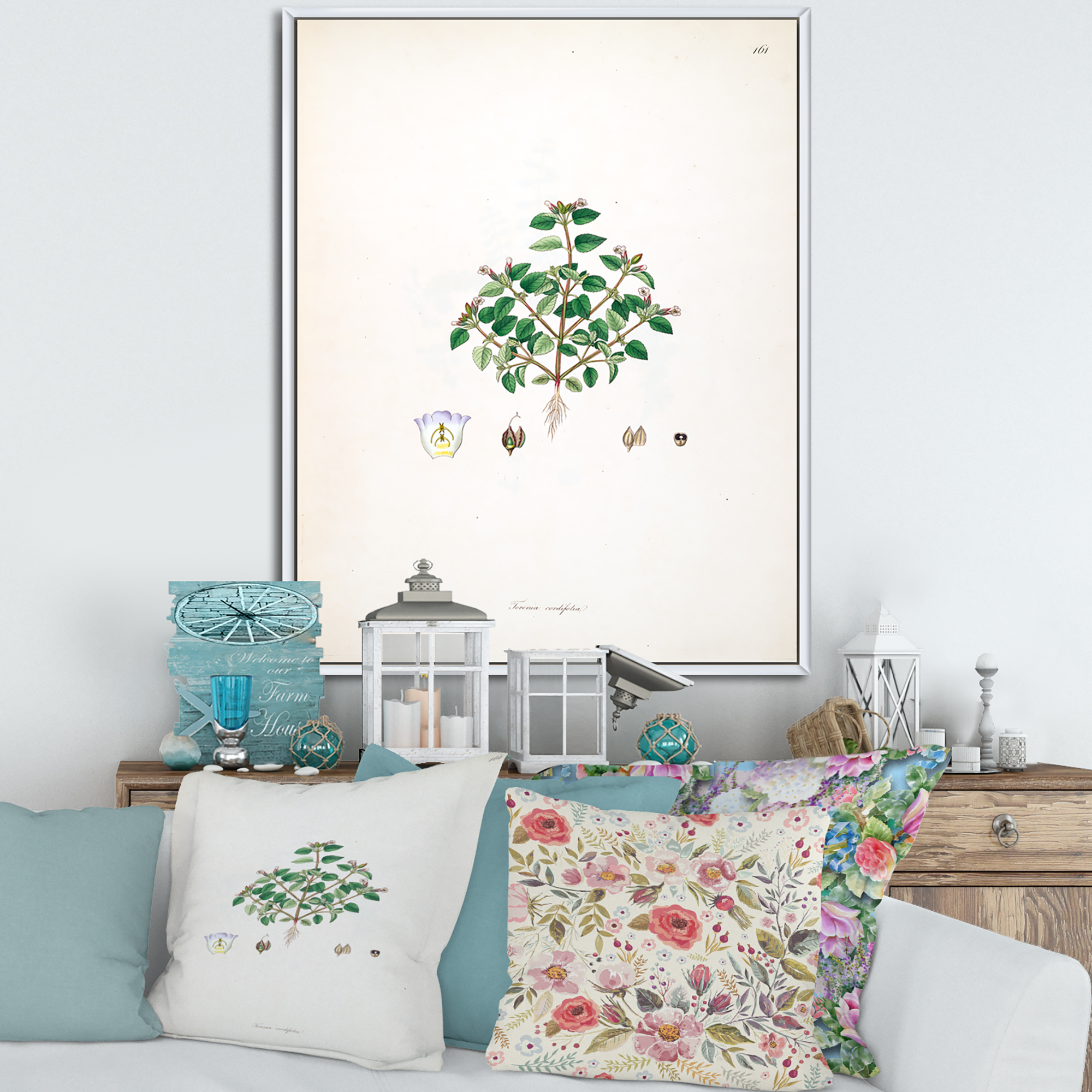 Designart 'Ancient Plant Life XIII' Farmhouse Framed Canvas Wall Art Print