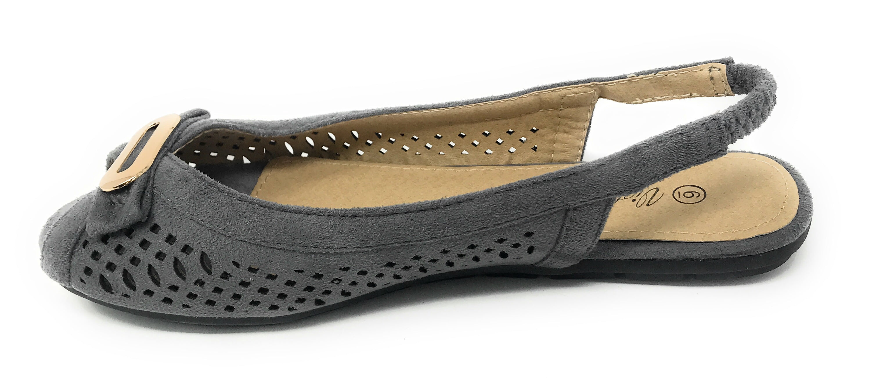 Victoria K Women's Bow With Gold Buckle Ballerina Flats