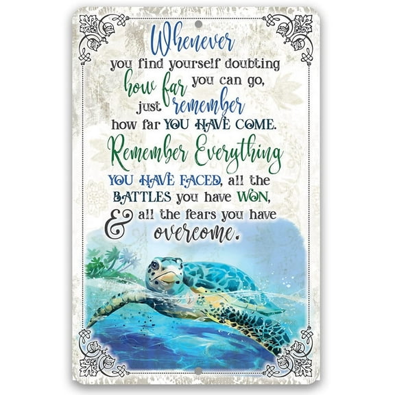 Sea Turtle Metal Uplifting Decor: For Office, Classroom, Coastal Home & Bathroom Wall Art