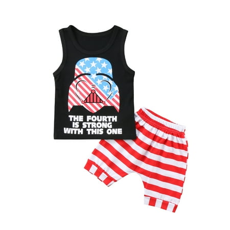 

July 4th Toddler Baby Boy Clothes Independence Day Infant Outfit Stars Stripe Shorts Set 2PCS