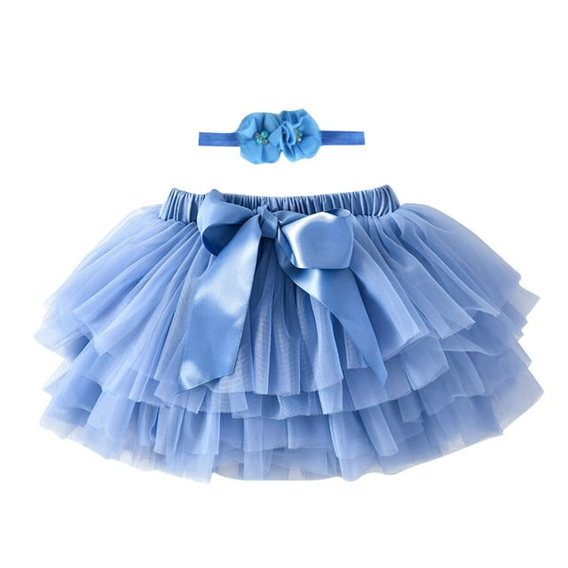 MeetoTime Girls Half Skirt Set Mesh Solid Color Elastic Waist Bow Princess Dress 0-6 Months Baby Clothes