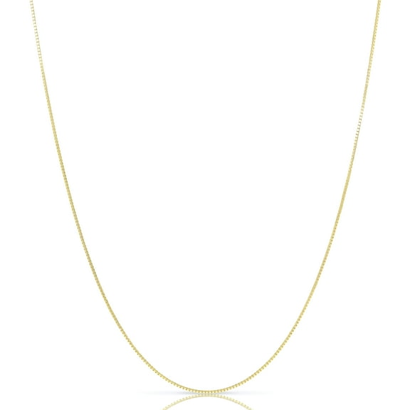Solid 14K Gold Vermeil Sterling Silver Box Chain Necklaces 0.8MM-1MM, Made In Italy,Next Level Jewelry