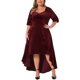 thumbnail image 1 of Vestido de Promoción de Talla Grande para Mujeres Agnes Orinda de Terciopelo con Cuello en V, Lentejuelas Brillantes, Manga Corta, Bajo Alto, Elegante, Corte A, Vestidos Midi 2X Burdeos, 1 of 5