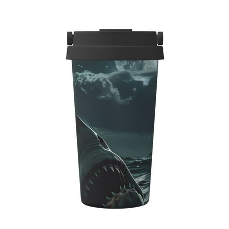 

Adobk Moonlit Night Sky Shark Print Stainless Steel Coffee Mug -Vacuum Insulated Coffee Tumbler - Leakproof Travel Mugs Insulated for Hot & Cold Drinks