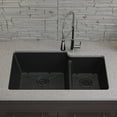 thumbnail image 4 of 32" x 19" Quartz Kitchen Sink, Double Bowl Sink, Drop-in Sink, Undermount Sink, Granite Kitchen Sink, Galaxy Black Kitchen Sink, with Steel Grid, Basket Strainer and Flange Lexicon Platinum LP-6040-K, 4 of 12