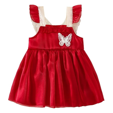 

ZRBYWB Toddler Girls Dresses Fly Sleeve Butterfly Lace Ruffles Sundress Dress Dance Party Princess Dresses Baby Girl Clothes