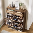 thumbnail image 2 of Conate Armoire de Rangement pour Chaussures avec 2 Tiroirs Basculants et 2 Tiroirs, Armoire à Chaussures Mince Style Ferme pour Entrée, Rotin Chêne Rustique, 2 of 13