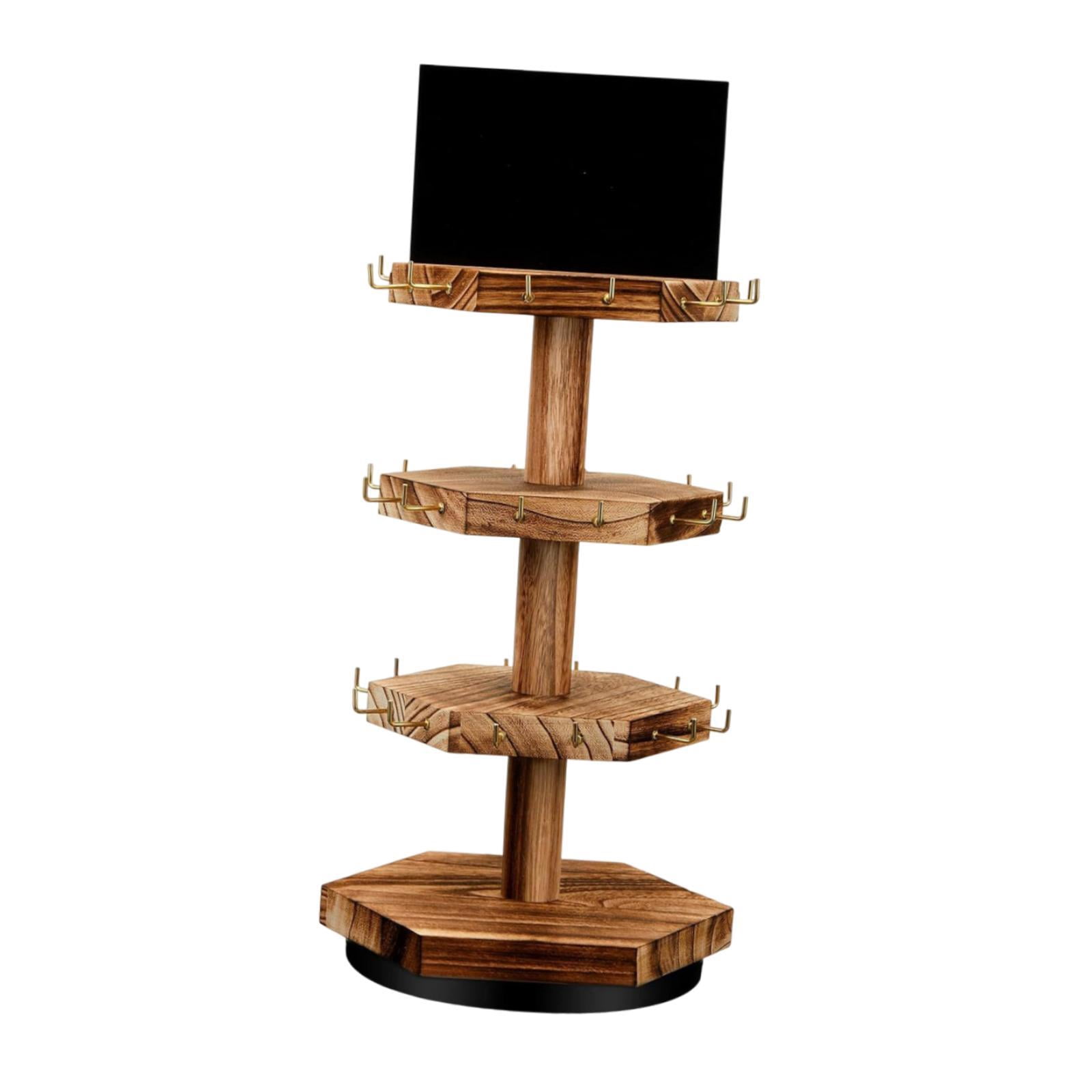yuksok Rotating Jewelry Organizer Wooden Jewelry Hanger for Rings Earrings Tabletop