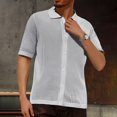 thumbnail image 2 of MIXUE Mens Casual Button Down Shirts Solid Color Lapel Summer Fashion Short Sleeve Shirt Tops Outwear,Silver,M, 2 of 5