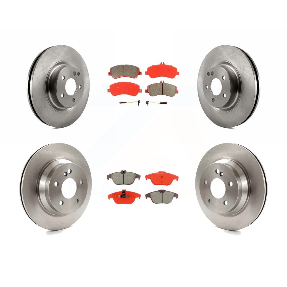 Front Rear Disc Brake Rotors And SemiMetallic Pads Kit For Mercedes
