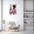 thumbnail image 3 of ZHONGYUTONG African American Wall Art Eiffel Tower Canvas Pink and Black Afro Pictures Black Woman Painting for Girl Room Decor Framed (12.00" x 18.00"), 3 of 5
