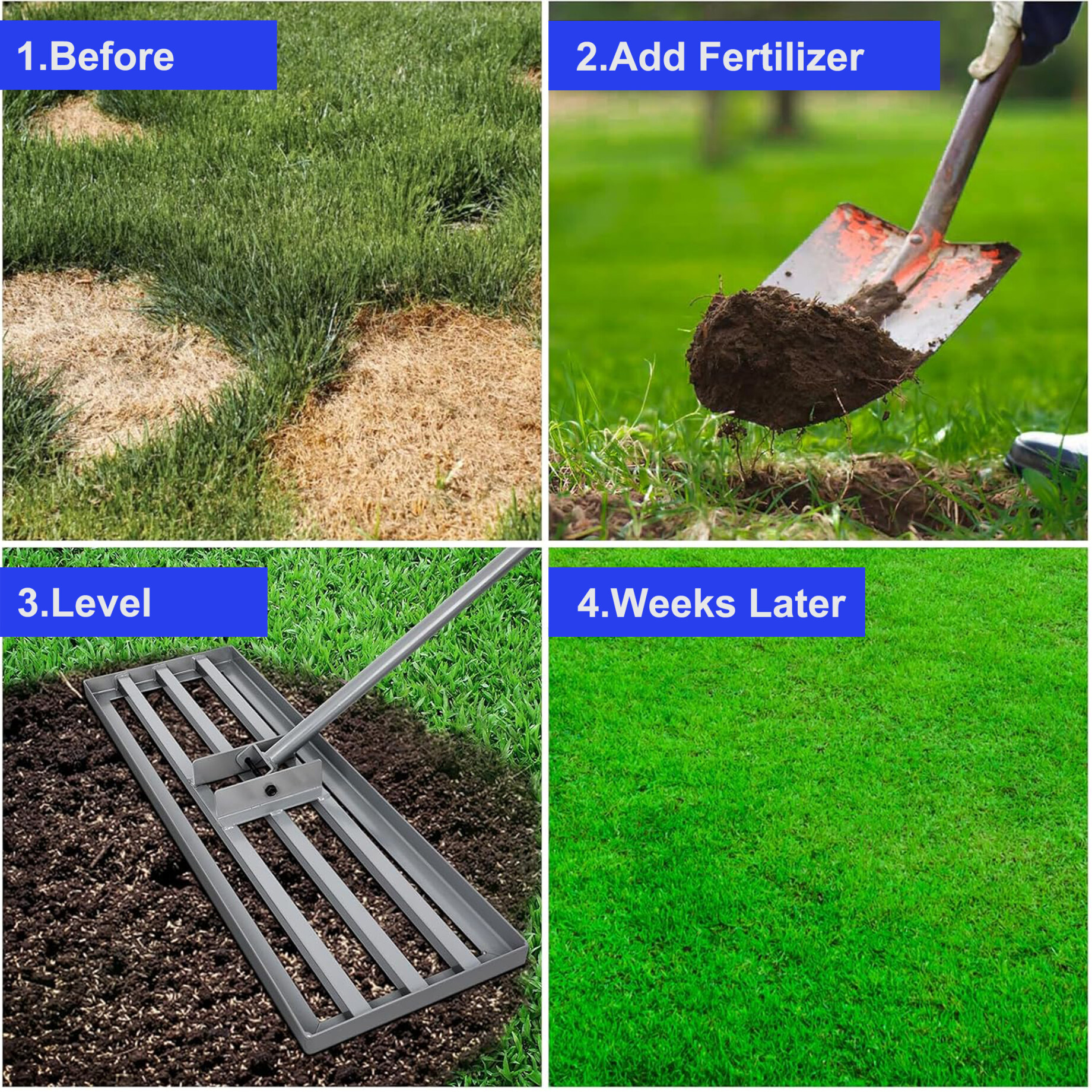 29"x9" Lawn Leveling Rake, Heavy Duty Sand Leveling Tool with 79.5" Long Handle, Landscaping Level Tool Lawn Leveler for Yard, Garden, Golf Course