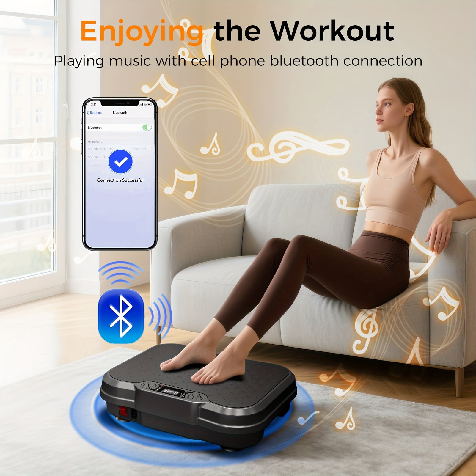 330LB Vibration Platform, Lymphatic Detox Fat Burning Machine with Remote & 2 Ropes, Battery-Free Wireless Home Fitness Equipment for Men and Women