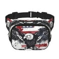 thumbnail image 1 of Gaeub Sac Banane Imprimé Aigle Drapeau Américain avec Bandoulière Réglable, Sac de Taille Double Couche Carré, pour Exercice Course Voyage Randonnée, 1 of 9