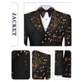 thumbnail image 5 of Beauty-Emily Men's Gold Foil Print Double-Breasted Suit Set – Slim Fit Two-Piece Blazer & Pants, Luxury Metallic Accent Formal Suit for Party, Wedding & Prom, 5 of 8